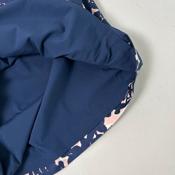 Talbots Pencil Skirt Womens Size 8 Navy Blue Pink Abstract Lined Stretch Office - Picture 7 of 10